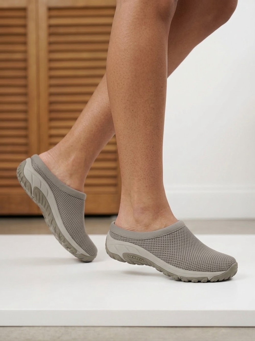 Merrell Encore Breeze Clogs Aluminum Grey Mesh Slip On Mules Shoes Women's 10